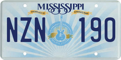 MS license plate NZN190