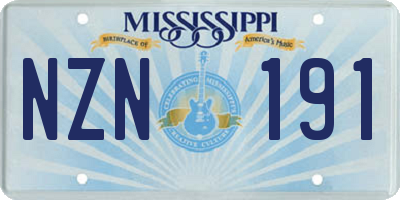 MS license plate NZN191