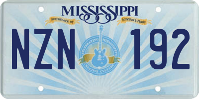 MS license plate NZN192