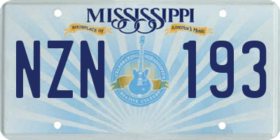 MS license plate NZN193