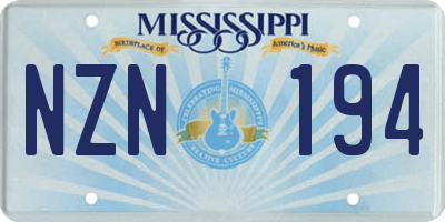 MS license plate NZN194