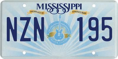 MS license plate NZN195