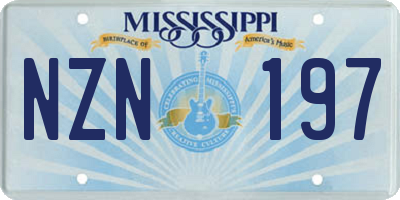MS license plate NZN197