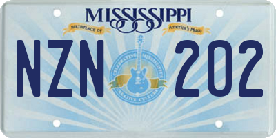 MS license plate NZN202