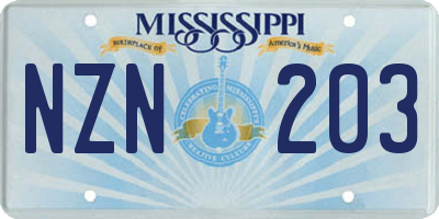 MS license plate NZN203