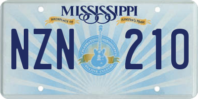 MS license plate NZN210