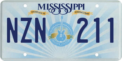 MS license plate NZN211