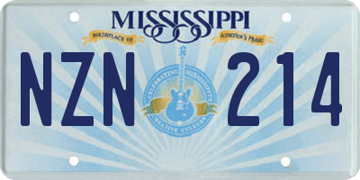 MS license plate NZN214