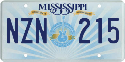 MS license plate NZN215