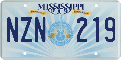 MS license plate NZN219