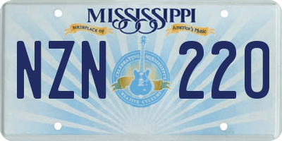 MS license plate NZN220