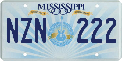 MS license plate NZN222