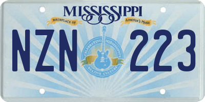 MS license plate NZN223