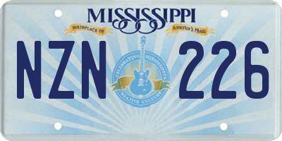 MS license plate NZN226