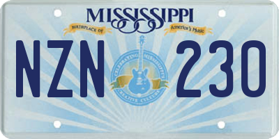 MS license plate NZN230