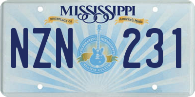 MS license plate NZN231