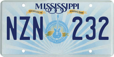 MS license plate NZN232