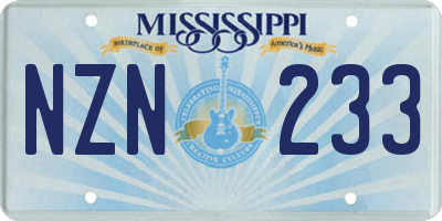 MS license plate NZN233