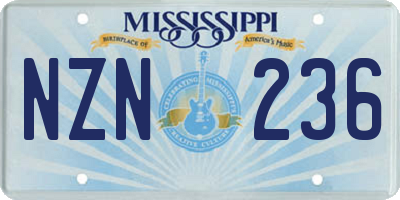MS license plate NZN236