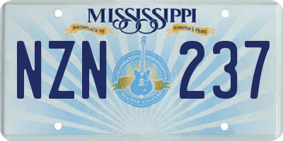 MS license plate NZN237
