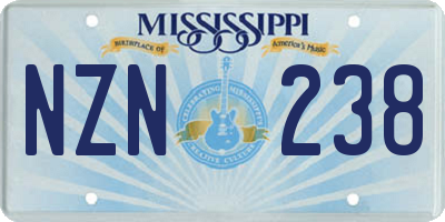 MS license plate NZN238