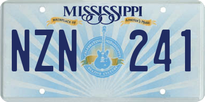 MS license plate NZN241