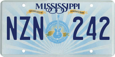 MS license plate NZN242