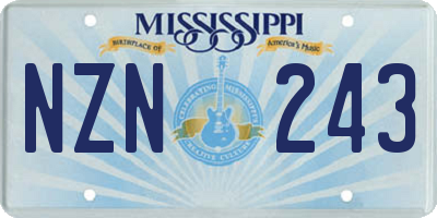 MS license plate NZN243