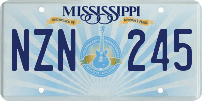 MS license plate NZN245