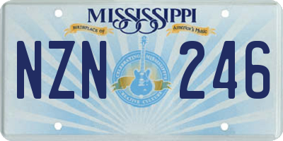 MS license plate NZN246
