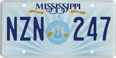 MS license plate NZN247