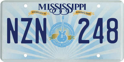 MS license plate NZN248