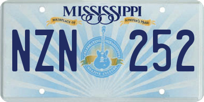 MS license plate NZN252
