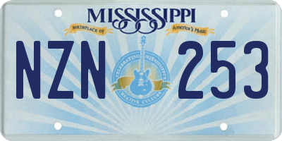 MS license plate NZN253