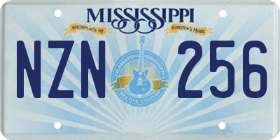 MS license plate NZN256