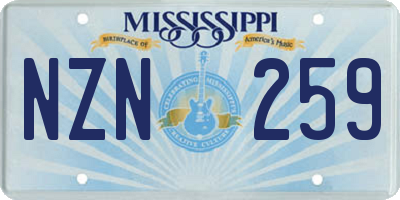 MS license plate NZN259
