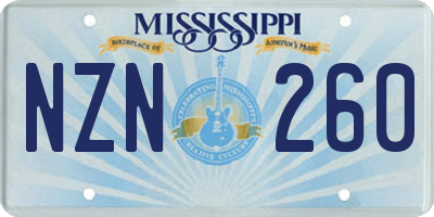 MS license plate NZN260
