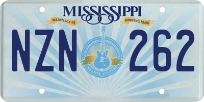 MS license plate NZN262