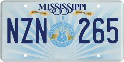 MS license plate NZN265