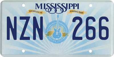MS license plate NZN266
