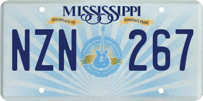 MS license plate NZN267