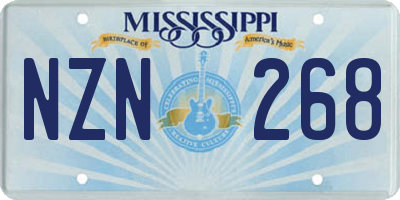 MS license plate NZN268