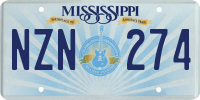 MS license plate NZN274