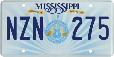 MS license plate NZN275