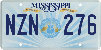 MS license plate NZN276