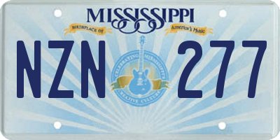 MS license plate NZN277
