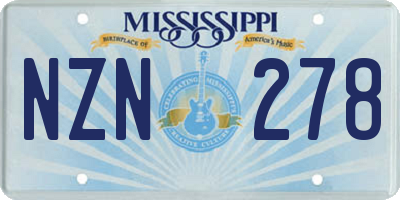 MS license plate NZN278