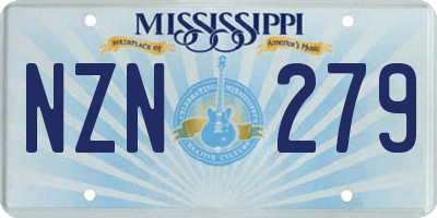 MS license plate NZN279