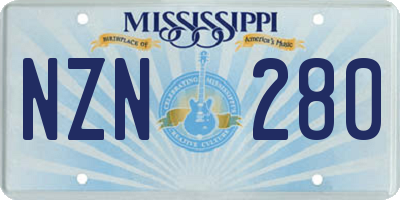 MS license plate NZN280