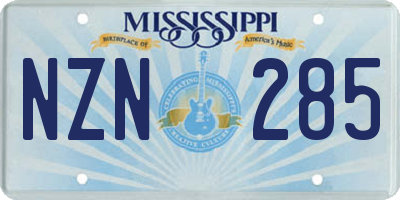 MS license plate NZN285